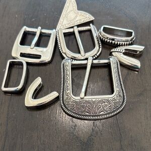 Intricate Silver Buckle Set for Men